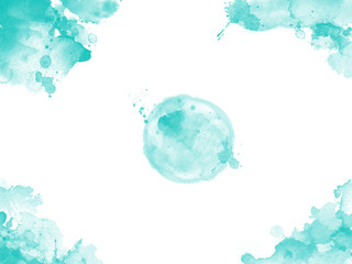 türkisfarbener Hintergrund als Rahmen mit Ecken und einem Kreis in der Mitte im Wasserfarben und Aquarell Design