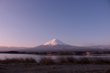 河口湖の富士山/早朝の河口湖の富士山