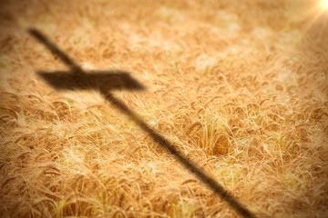 Composite image of close up of 3d wooden cross