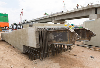 Aqaba, Jordan, 10/10/2015, Concrete and metal pillar for the foundation construction at the Aqaba new port