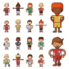 National Euro Cup soccer football teams vector illustration and world game player captain leader in uniform sport men isolated characters.