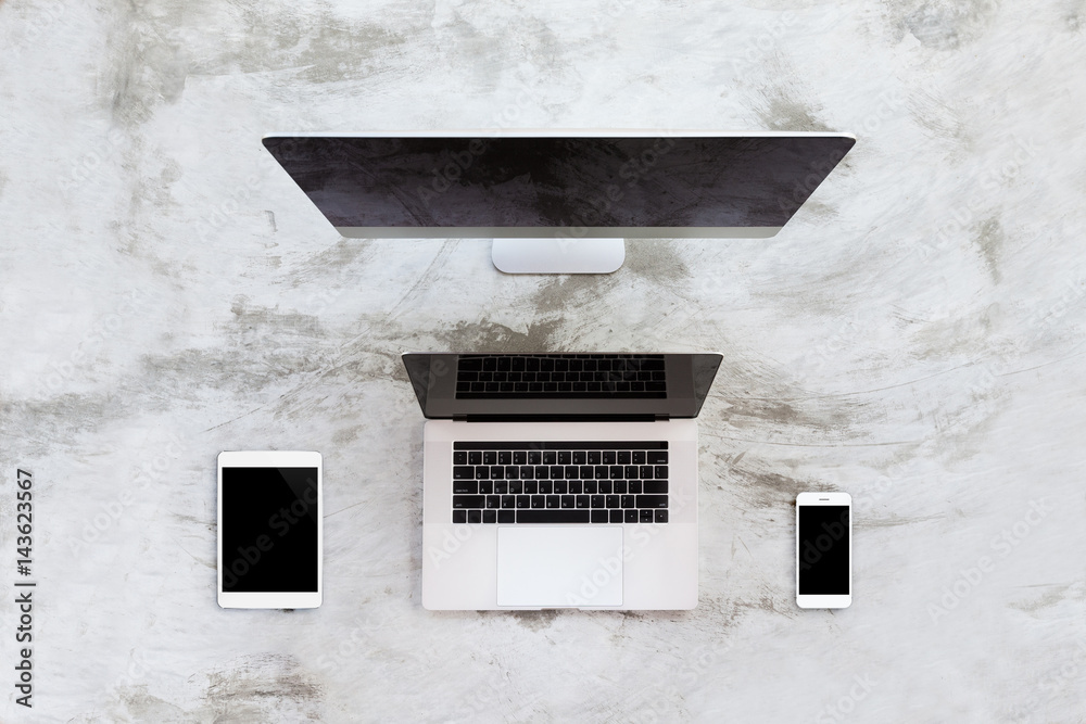 Poster new modern communication device on top view