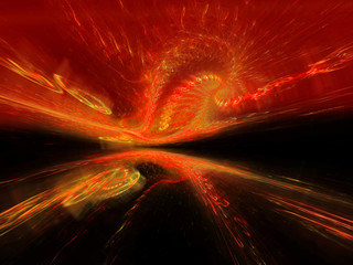 Fiery flying glowing abstraction as a winding dragon