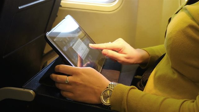 High quality video of woman using digital tablet in 4K