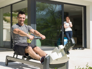 man doing morning exercises