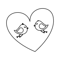 love card with heart and birds