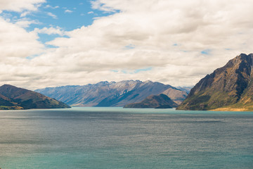 Beautiful scene of the morning lake in South Island, New Zealand