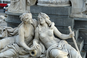 Naklejka premium Fountain of the Austrian Parliament in Vienna