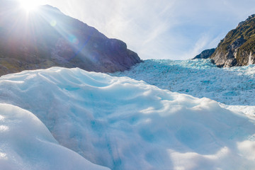 Aerial view of Fox glaciers Southern island, New Zealand