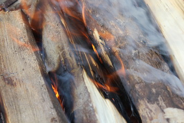 Smoked wood burning in a BBQ 20234