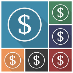 Button - Set - Schatten - Währung Dollar