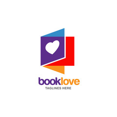 Naklejka premium Creative book lover vector logo. book and heart logo, Book Store and library vector logo design. Learning study idea icon. education Vector illustration 
