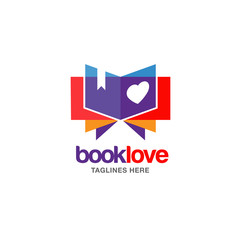Creative book lover vector logo. book and heart logo, Book Store and library vector logo design. Learning study idea icon. education Vector illustration
