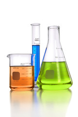Laboratory Glassware over White background
