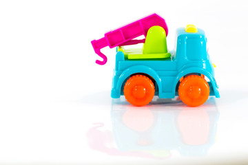 Fototapeta premium Car Trailers toy isolated on white background