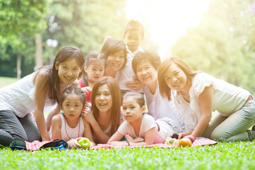 Asian multi generations family portrait