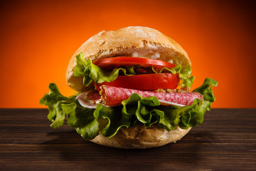 Sandwich with salami