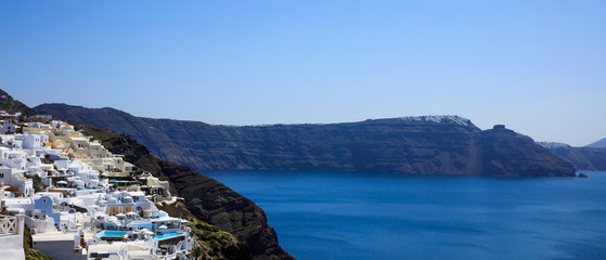 Fototapeta premium Santorini island, Greece - Caldera over Aegean sea