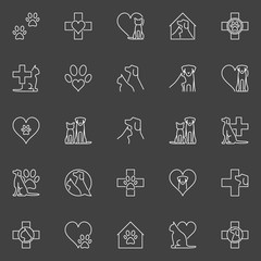 Pet and veterinary line icons