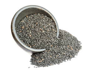 Black Sesame Seeds Isolated on White Background