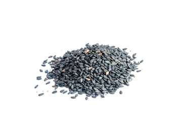 Black Sesame Seeds Isolated on White Background