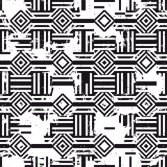 Grunge geometric seamless pattern. Vector