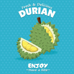 Vintage fruit poster design with Durian