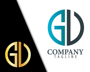 Initial Letter GU GV With Linked Circle Logo