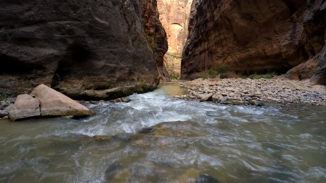 View looking down the Zion Narrows