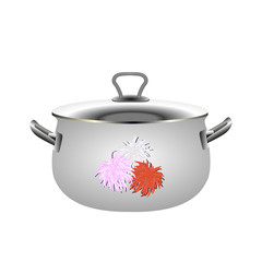 кастрюля металлическая на белом фоне, векторная иллюстрация