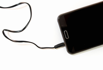 Flat line cable of audio jack connect to smart phone