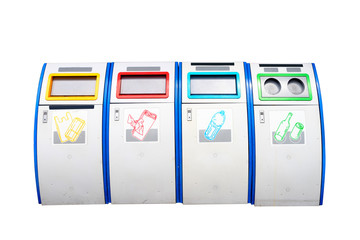 joint recycle bins on white background
