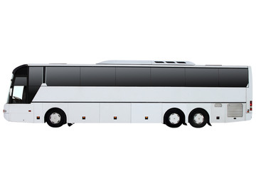 The white excursion bus isolated on a white background.