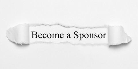 Become a Sponsor on white torn paper