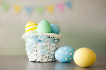 Easter eggs in a basket