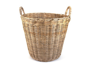 Obraz premium Laundry basket made of rattan isolated on white background.Cloth basket isolated