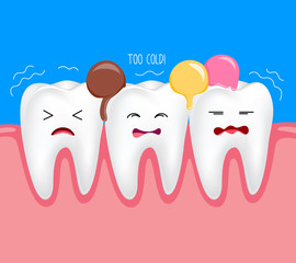 Sensitive teeth with icr cream. Dental care concept, illustration.