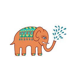 Ethnic  colorful pattern with elephant.