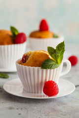 Cheese Muffins with berries, nuts and mint