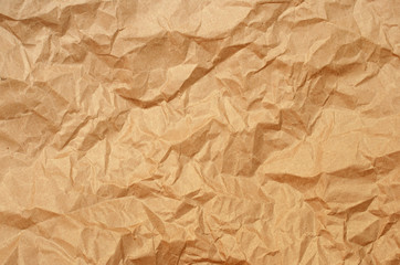Crumpled craft brown paper texture
