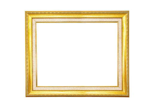 antique golden frame isolated on white background.Gold frame isolated.Golden frame isolated.Rectangle golden frame isolated