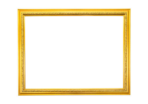 golden frame isolated on white background.Antique golden frame isolated.Gold frame isolated