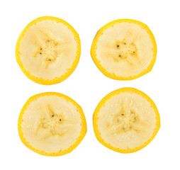 Banana slice isolated on white background