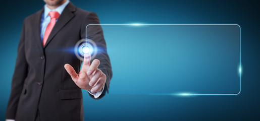 Businessman surfing on internet with digital tactile interface 3D rendering