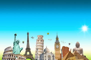 Famous landmarks of the world connected to each other