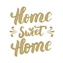 Home sweet Home. Hand drawn phrase isolated on white background. Design element for poster, postcard. Vector illustration