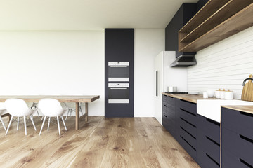 Two oven kitchen, wooden floor