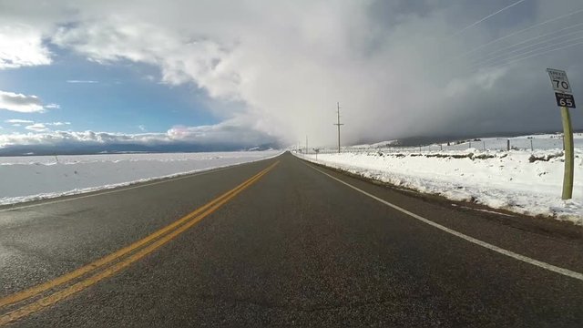 Road to Earthquake Lake Southwest Montana Winter Storm Approaching