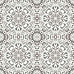 Seamless doodle pattern. Ethnic motives. Zentagl Coloring