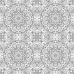 Seamless pattern doodle ornament. Coloring background. Ethnic motives. Zentangl